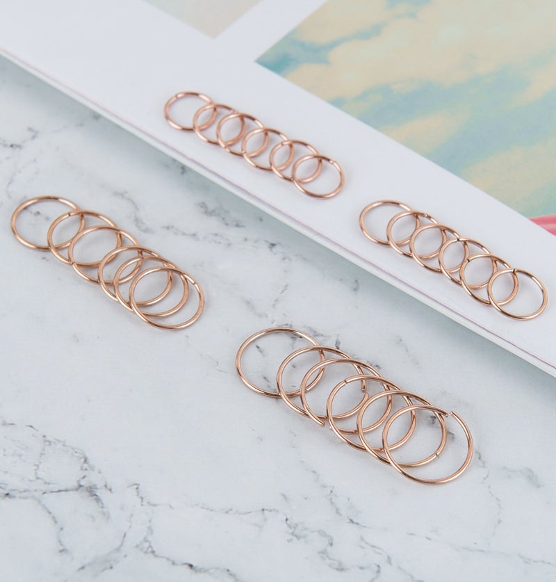 Masedy 24Pcs 20G 316L Stainless Steel Nose Rings Hoop Tragus Cartilage Helix Piercing Lip Septum Ring Rose-Gold Bendable - Image 5